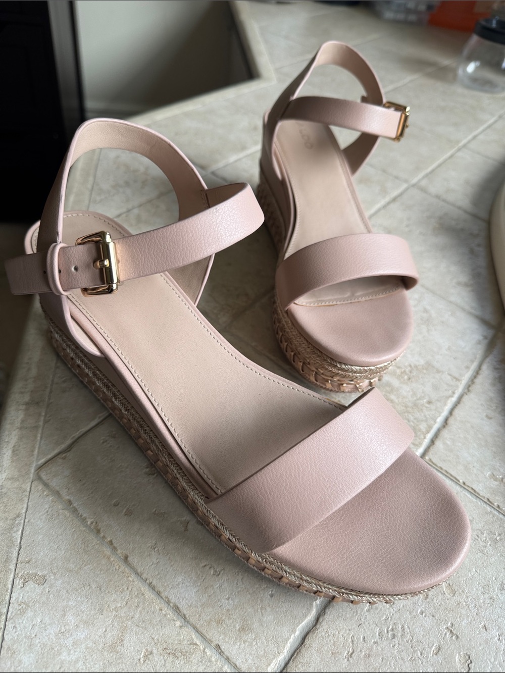 Womens Aldo Blush Pink Espadrille Wedge Sandals